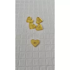 Passador Passante Coração Espelhado 2,5cm - 10 Un Dourado