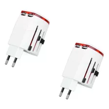 Enchufe Universal Adaptador Viajero Usb 150 Paises Pack X 2