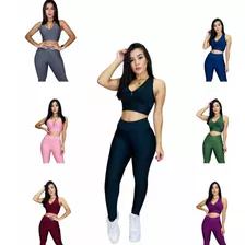 Kit Conjunto Feminino Top C/ Bojo E Calça Legging