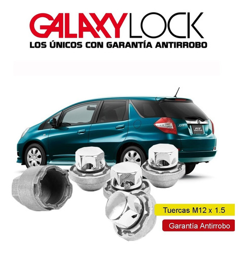 Tuercas De Seguridad 12 X 1.5 Honda Fit Shuttle Galaxylock Foto 6