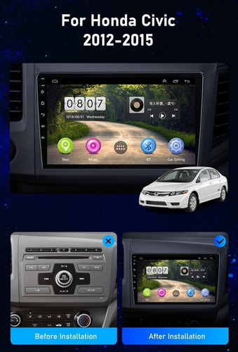 Coche Estreo Android Para Honda Civic 2012-2015 Carplay Bt Foto 5