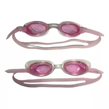 Óculos De Natação Em Silicone Lentes Cor Rosa Com Estojo