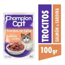 Champion Cat Trocitos Salsa Salmón Sardina 100g Pack 24un Mp