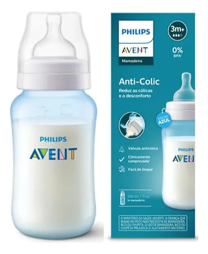 Mamadeira Philips Avent Classic Anti Colica - 330ml Azul