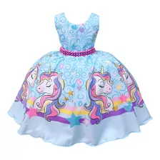 Vestido Festa Infantil Estampa Unicornio 4 A 16 Anos Luxo