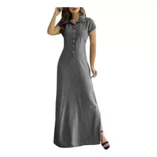 Vestido Vaquero Casual De Talla Grande Para Mujer