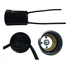 Kit 50 Soquete Para Lâmpada Bulbo 250v Rabicho 2a E27 Preto