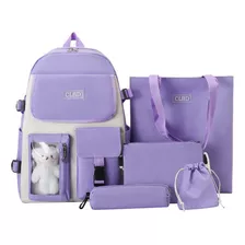 Mochilas Escolares Set 5 Pcs Escolar Para Niñas, Set De Bolsas, Bolsas Mujer De Lona Viaje Laptop