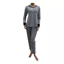 2108. Pijama Combinado Liso Y Estampado Animal Print