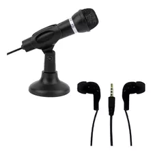 Kit Microfone Multimídia Studio Max + Fone Slim Preto C/ Nf