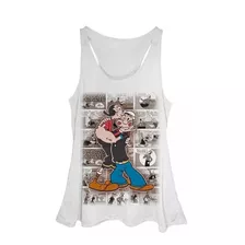 Camiseta Regata Feminina Estampada Popeye Plus Size Até G4