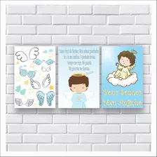 Kit 3 Placas Decorativas Santo Anjo Anjinho (20x30)