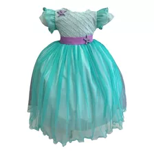 Vestido Tema Ariel Sereia Infantil De Luxo - 1.2.3.4