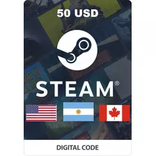 Tarjeta De Regalo Steam - 50 Usd - Eeuu / Canadá / Argentina