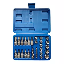 Juego De Copas Y Puntas Torx 34 Piezas Profesional Cromo