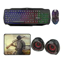 Kit Gamer Halion, Teclado + Mouse + Parlantes + Pad