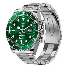 Relógio Smartwatch Social Masculino Esporte Prata Verde