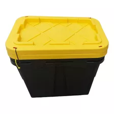Greenmade 2 Cajas Plástico Uso Rudo Almacenamiento 45 L C/u Color Negra Con Amarillo Liso