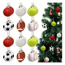 24 Pcs Christmas Sport Ball Ornaments Christmas Wooden ...