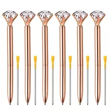 Esfero - Coopay 6 Pieces Big Crystal Diamond Pens Rose Gold 