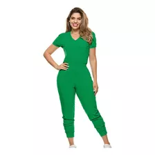 Macacão Ribana Canelada Verde Feminino Moda Evangélica