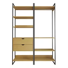 Guarda-roupa Closet Modulado Industrial Preto 2 Módulos