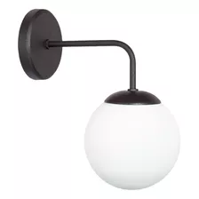 Aplique Elyn Clas 1 Luz Negro Con Globo Vidrio De 15cm