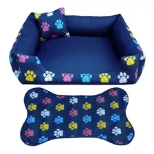 Cama Caminha Pra Cachorro 60x60 +tapetinho Cor Azul-marinho