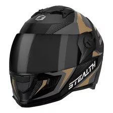 Capacete Fechado Stealth Concept Esportivo + Viseira Cristal Tamanho Do Capacete 62 Cor Cinza - Dourado Brilhante