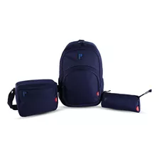 Pack Mochila Porta Maturin 3 Piezas Azul