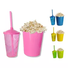 Kit Cinema 28 Baldinho Pipoca 1 Lt + 28 Copo Twister 400 Ml