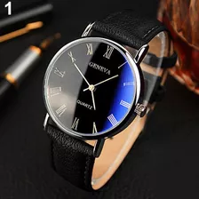 Reloj Para Hombre Con Números Romanos Blu-ray, Correa De Pie