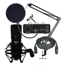 Kit Grabación Behringer Um2 Microfono Brazo Antipop Cable