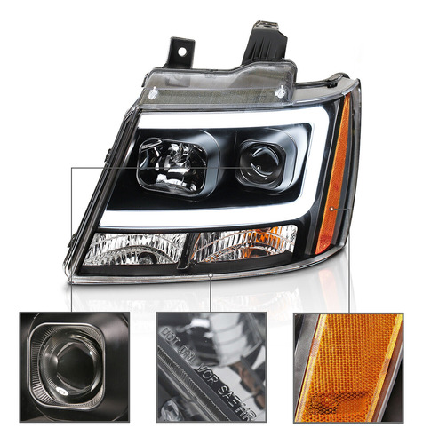 Par Faro Negro Led Drl Chevrolet Tahoe Lt 2012 5.3l Foto 4