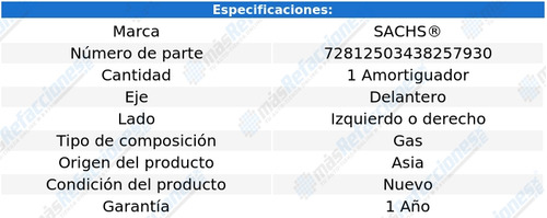 1 Amortiguador Gas Del Izq/der Audi A1 11 Al 18 Sachs Foto 2