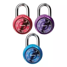 Pack Candado De Combinación Master Lock Azul Morado Y Rojo Color Violeta Rojo Y Azul