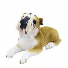 Cachorro Bulldog Marrom Claro Deitado Realista 55cm - Pelúci