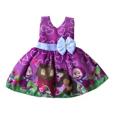 Vestido Infantil Masha Luxo Festa + Laço Brinde