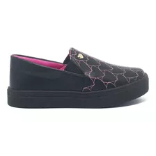 Tênis Infantil Voltas Aulas Slip On Bordado Escolar Menina 