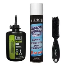 Combo Limpieza De Maquinas Aceite + Yilho + Cepillo Fade