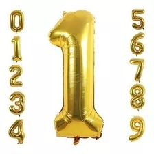 Globos De Numeros Metalizados De 40cm Dorados X1 Unidad