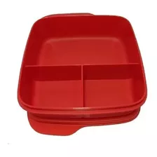 Tupperware Marmita Com Divisórias Basic Line 550ml Alimentos Cor Vermelho