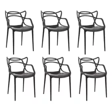 Cadeira De Jantar Garden Life Allegra Estrutura Cor Preta 6 Unidades