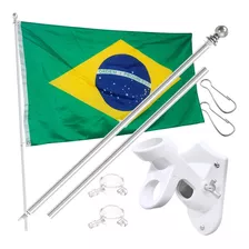 Mastro De Parede Completo De 1,80 Mt + Bandeira Do Brasil