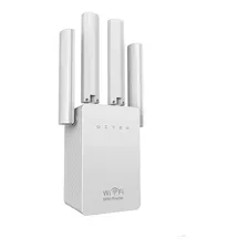 Repetidor Wifi 4 Antenas Amplificador De Sinal Wireless Cor Branco