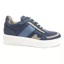 Zapatillas De Cuero Moda Cordones Keady Urbanas Acolchadas