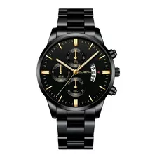 Relógio Masculino Preto Black Motion Design Quartz Metal