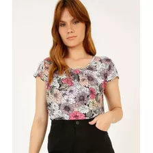 Blusa Feminina Floral Manga Curta Marisa-32240