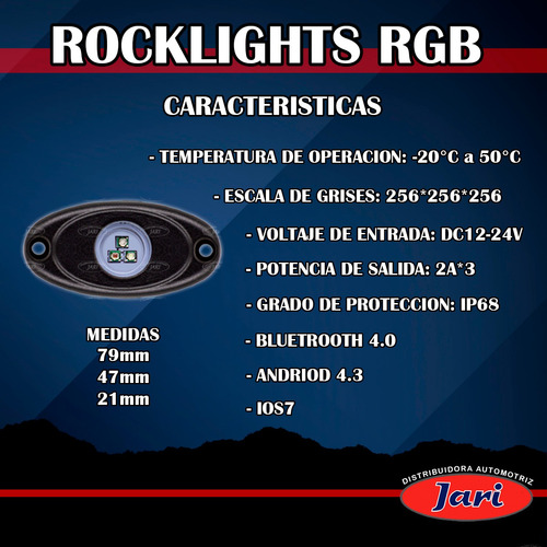 4 Pz Rock Light Rgb Alfa Bluetooth App Control Uso Rudo Foto 3