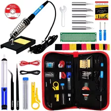 Kit De Soldadura Cautin 60w Con Tester Puntas Pinzas Estaño 